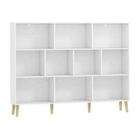 HOMCOM Bibliothèque à 3 Niveaux avec 10 Compartiments, Étagère de Rangement avec Pieds en Bois Massif, Effet Bois Blanc