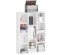 HOMCOM Bibliothèque à 4 niveaux avec 11 compartiments, design vertical ou horizontal pour salon, bureau, chambre, 74,3 x 24 x 106 cm, blanc