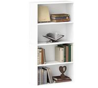 HOMCOM Bibliothèque à 4 niveaux avec 2 étagères réglables pour salon, bureau, chambre 60 x 24 x 115,5 cm Blanc