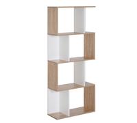 HOMCOM Bibliothèque à 4 niveaux, meuble de rangement en forme de S avec étagères, étagère de rangement pour salon, chambre bureau, 60 x 24 x 148 cm, bois naturel et blanc