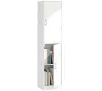 HOMCOM Bibliothèque à 5 niveaux, avec 2 portes, étagères réglables, moderne, 40 x 35 x 180 cm, pour bureau, salon, chambre à coucher, blanche