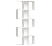 HOMCOM Bibliothèque à 5 niveaux, étagère de rangement en forme S avec 15 compartiments ouverts, 80 x 24 x 200 cm, blanc