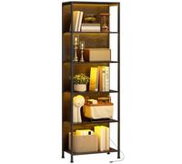 Bibliothèque - HOMCOM - 5 niveaux - éclairage LED 7 couleurs - structure en acier - 60 x 30 x 179 cm - noir
