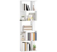 HOMCOM Bibliothèque à 5 Niveaux Forme S 60 x 24 x 184,5 cm Blanc | Meuble de Rangement avec Étagères, Étagère de Rangement pour Salon, Chambre, Bureau