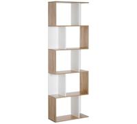 HomCom Bibliothèque en S 5 niveaux - Meuble de rangement chêne blanc - 60 x 24 x 184,5 cm