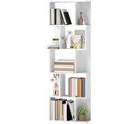 HOMCOM Bibliothèque à 5 niveaux, meuble de rangement en forme de S avec étagères, 60 x 24 x 184,5 cm, blanc