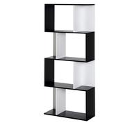 HOMCOM Bibliothèque à 5 Niveaux, Meuble de Rangement en Forme de S avec étagères, étagère de Rangement pour Salon, Chambre Bureau, 60 x 24 x 148 cm, Noir, Blanc