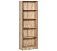 HOMCOM Bibliothèque à 5 Niveaux pour Livres avec 3 étagères réglables antireflet Rangement pour Salon Bureau Studio 63 x 29,5 x 176 cm Bois Naturel