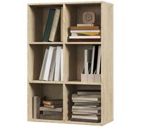 HOMCOM Bibliothèque à 6 Cubes Moderne en Bois, 65.5x30x97.5 cm, couleur Chêne