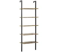 HOMCOM Bibliothèque à Échelle avec 5 Étagères en Style Industriel en Bois et Métal, 60x30x184,5cm, Marron