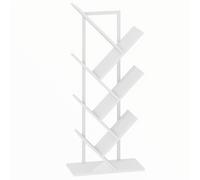 HOMCOM Bibliothèque Arbre à 7 Niveaux, Meuble de Rangement Industriel avec Cadre en Acier, 50x24x109cm, Blanc