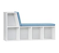 HOMCOM Bibliothèque banc 2 en 1 avec 5 compartiments de rangement et 2 coussins 108 x 30 x 60 cm blanc bleu