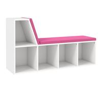 HOMCOM Bibliothèque banc 2 en 1 avec 5 compartiments de rangement et 2 coussins 108 x 30 x 60 cm blanc rose