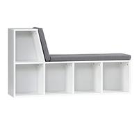HOMCOM Bibliothèque Banc 2 en 1 avec 5 Compartiments de Rangement et 2 Coussins étagère de Rangement Livres 108 x 30 x 60 cm Blanc Gris