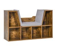 HOMCOM Bibliothèque banc 2 en 1 avec coussins de siège, étagère cube 6 compartiments ouverts, 102 x 30 x 61 cm, brun rustique