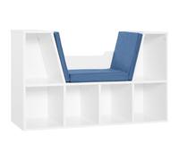 HOMCOM Bibliothèque Banc 2 en 1, Coussins de Siège, 102 x 30 x 61 cm, Bleu | Étagère Cube, 6 Compartiments Ouverts, 2 Niveaux, Meuble de Rangement, pour Salon, Chambre à Coucher, Bureau