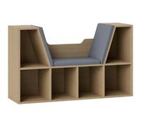 HOMCOM Bibliothèque Banc 2 en 1 Coussins de Siège 102x30x61cm Chêne | Étagère Cube, 6 Compartiments Ouverts, 2 Niveaux, Meuble de Rangement, pour Salon, Chambre à Coucher, Bureau