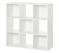 HOMCOM Bibliothèque Blanche pour Maison et Bureau, Étagère au Design Moderne avec 9 Compartiments en Bois, 91,5 x 29,5 x 91,5 cm