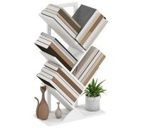 HOMCOM Bibliothèque CD en Forme d'arbre à 5 Niveaux 50x24x82 cm Blanc | Bibliothèque avec 5 étagères, cadre en acier, pour DVD et albums, salon, bureau, étude, chambre