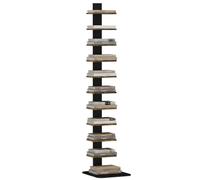 HOMCOM Bibliothèque Colonne Haute et Fine 34.5x41.5x163.5 cm Marron | Étagère de rangement industrielle fine à 11 niveaux, pour salon, chambre, coin bureau