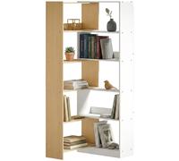 HOMCOM Bibliothèque d'angle, 5 étagères, Design rotatif 350°, Bois/Blanc