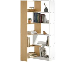 HOMCOM Bibliothèque d'angle, 5 étagères, Design rotatif 350°, Bois/Blanc