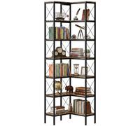 HOMCOM Bibliothèque d'angle à 6 Niveaux 60 x 60 x 200 cm Brun Rustique