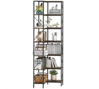 HomCom Bibliothèque d'angle 7 niveaux industriel 60 x 60 x 198 cm brun rustique