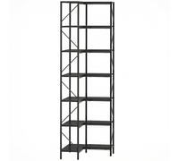 HOMCOM Bibliothèque d'angle à 7 niveaux industriel avec étagères de rangement, 60 x 60 x 198 cm, noir