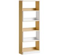 HOMCOM Bibliothèque d'angle rotative 350° à 5 niveaux, étagère de rangement extensible en forme L, 60-111x24x164cm, chêne
