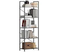 HOMCOM Bibliothèque de Bureau 5 étagères Cadre métal 60x30x170,5cm Noir | Étagère debout, design industriel, étagère de rangement ouverte, pour salon, bureau, étude