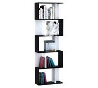 HOMCOM Bibliothèque Design Contemporain Noir et Blanc 5 Étagères Rangement en S Meuble Aosom France