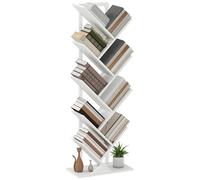 HOMCOM Bibliothèque en Forme d'arbre à 9 Niveaux Bibliothèque à 9 étagères avec Cadre en Acier pour Salon, Bureau, Chambre 50x24x136 cm Blanc