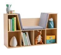 HOMCOM Bibliothèque Enfant avec Banc 6 étagères 103x30x62cm Naturel