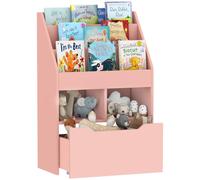 HOMCOM Bibliothèque Enfant avec tiroir 60x29.9x90cm Rose | Étagère enfant avec 3 compartiments de rangement et 2 ouverts, pour chambre d'enfant et salle de jeu