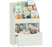 HOMCOM Bibliothèque Enfant avec tiroir 60x29.9x90cm Vert Clair | Étagère enfant avec 3 compartiments de rangement et 2 ouverts, pour chambre d'enfant et salle de jeux