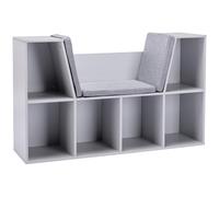 HOMCOM Bibliothèque Enfant Rangement Salon Gris | Avec 6 compartiments, pour jouets, livres
