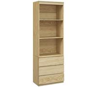 HOMCOM Bibliothèque, étagère à 6 Niveaux 80 x 40 x 180 cm, Meuble de Rangement avec 3 tiroirs et 3 étagères Ouvertes, Style Moderne, pour Salon, Bureau, Chambre, Effet Bois Naturel