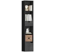 HOMCOM Bibliothèque, Étagère à Livres 30 x 24 x 158 cm, Noir | Meuble de Rangement, avec Tiroir, Placard, Compartiments Ouvertes, Étagère de Rangement, pour Salon Chambre Bureau