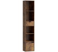 HOMCOM Bibliothèque, étagère à livres, meuble de rangement avec tiroir placard compartiments ouvertes, 30 x 24 x 158 cm, marron