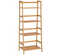 HOMCOM Bibliothèque Étagère Bambou au Sol 48 x 31,5 x 120 cm Bois Naturel | 4 Niveaux, Présentoir de Plantes, Étagère Échelle, Salon, Cuisine, Salle de Bain, Bureau