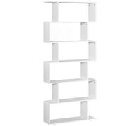 HOMCOM Bibliothèque Etagère de Livres Etagère ZigZag 6 Niveaux Design Contemporain 80 x 25 x 192 cm Blanc