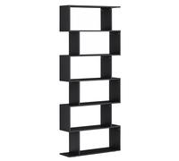 Homcom Bibliothèque Etagère de Livres Etagère ZigZag 6 Niveaux Design Contemporain 80 x 25 x 192 cm Noir