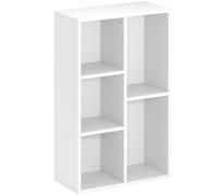 HOMCOM Bibliothèque étagère de rangement 2 niveaux avec 5 compartiments, pour salon chambre à coucher bureau, 50x24x80cm, blanc