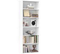 HOMCOM Bibliothèque étagère de Rangement avec 6 Compartiments et étagère réglable, Meuble de Rangement pour Bureau, Salon, Chambre, 60 x 24 x 158,5 cm, Blanc