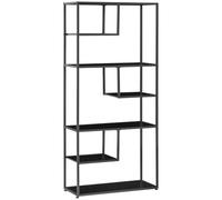 HomCom Bibliothèque étagère 7 niveaux, cadre acier, style industriel 83 x 34 x 180 cm noir
