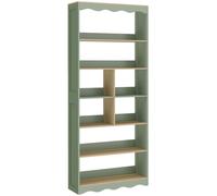 HOMCOM Bibliothèque, étagère de rangement à 6 niveaux avec 6 compartiments ouverts, 76 x 23,8 x 180 cm, bois naturel et vert