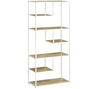 Bibliothèque - HOMCOM - 7 niveaux - cadre en acier - style industriel - pour salon chambre cuisine - 83 x 34 x 180 cm - blanc chêne