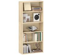 HOMCOM Bibliothèque étagère de Rangement avec 5 Compartiments et étagère réglable, Meuble de Rangement pour Bureau, Salon, Chambre, 60 x 24 x 133,5 cm, Effet Bois Naturel