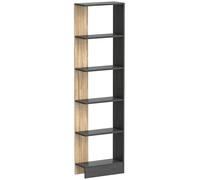 HOMCOM Bibliothèque Étagère de Rangement avec 5 Compartiments Ouverts 45 x 21 x 170 cm Noir et Chêne